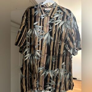 EXCELLENT COND! Tommy Bahamas Men’s Aloha Black & Brown Camp Bamboo button up XL